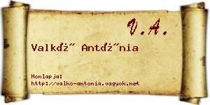 Valkó Antónia névjegykártya