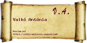 Valkó Antónia névjegykártya